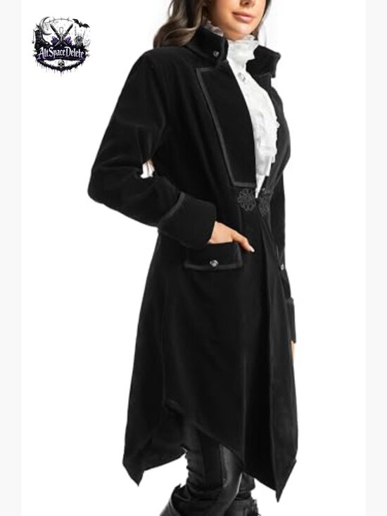 Victorian Steampunk Jacket Velvet Pirate Gothic Costume Blazer Adjustable - Picture 2 of 7